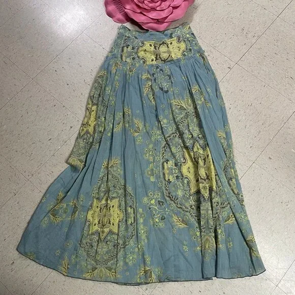 FREE PEOPLE Farrah Maxi Skirt Floral Boho Drop Waist Partially Lined - Picture 7 of 10